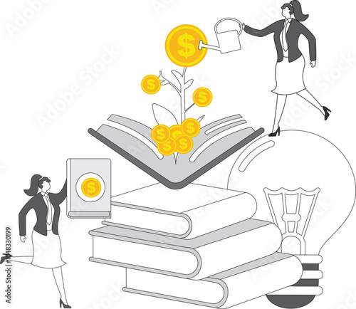 Investment, Book, Wisdom,Erudite,Learned,Knowledgable, Currency ,Print Media, Businesswoman,