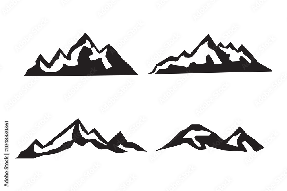Set of mountain silhouette vector illustration