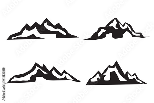 Set of mountain silhouette vector illustration
