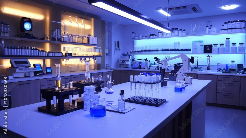 Oil analysis lab setup with diagnostic tools and proper lighting Stock ...