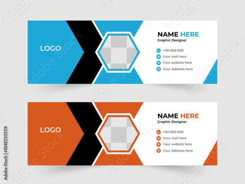 Email signature or email footer and personal social media cover design template. Abstract Creative clean elegant Corporate Email signature. 