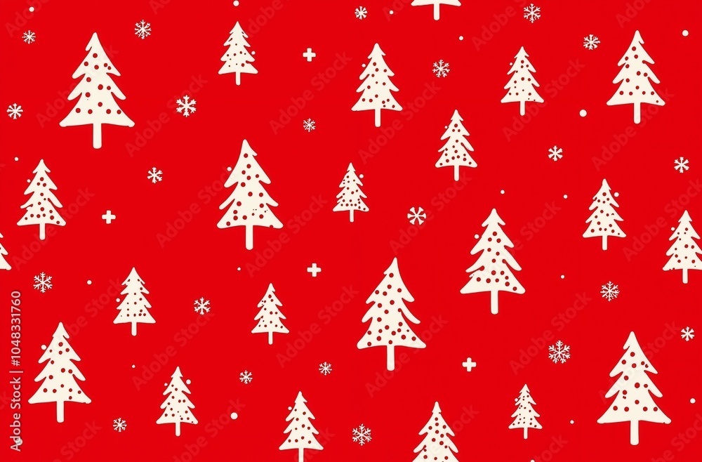 Christmas greeting card banner with fir on red background. Holiday seamless pattern Christmas greeting card banner with fir on red background. Holiday seamless pattern