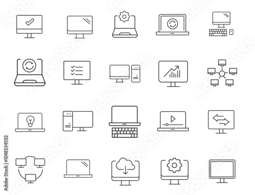 Computer icons Pixel perfect. Network, media, setup, vector