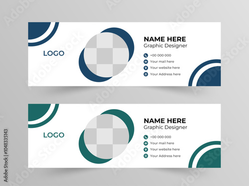 Email signature or email footer and personal social media cover design template. Abstract Creative clean elegant Corporate Email signature.