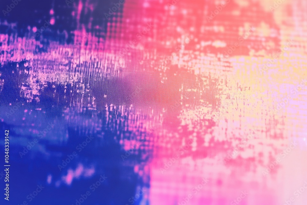 Obraz premium Breathtaking scenery showcasing retro surveillance or vhs pixel distortion. Abstract hazy grainy gradient backdrop texture. Digital display grainy noise effect with a nostalgic space traveler theme