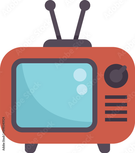 Classic television design with rabbit ear antenna up, symbolizing entertainment and communication technology
