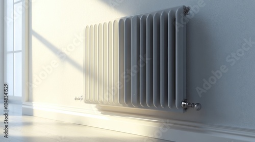 Wallpaper Mural  new white heating radiator on white isolated background, 3d render blender  Torontodigital.ca