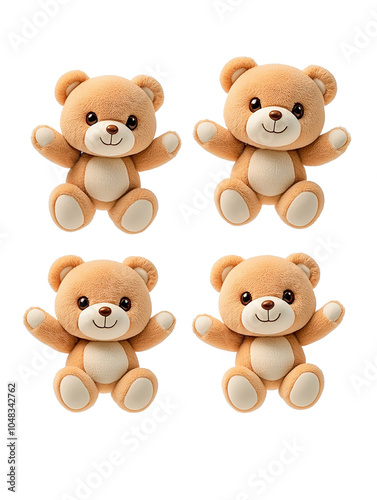 set of teddy bears isolated on white