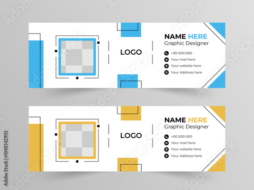 Email signature or email footer and personal social media cover design template. Abstract Creative clean elegant Corporate Email signature. 