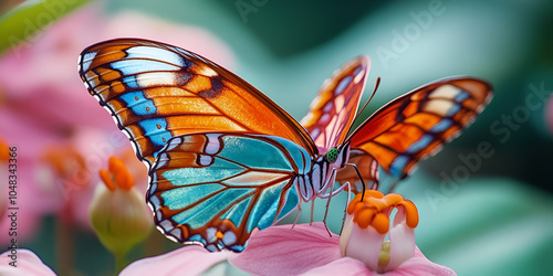 Monarch Butterfly Resting on Vibrant Flowers in Sunlight