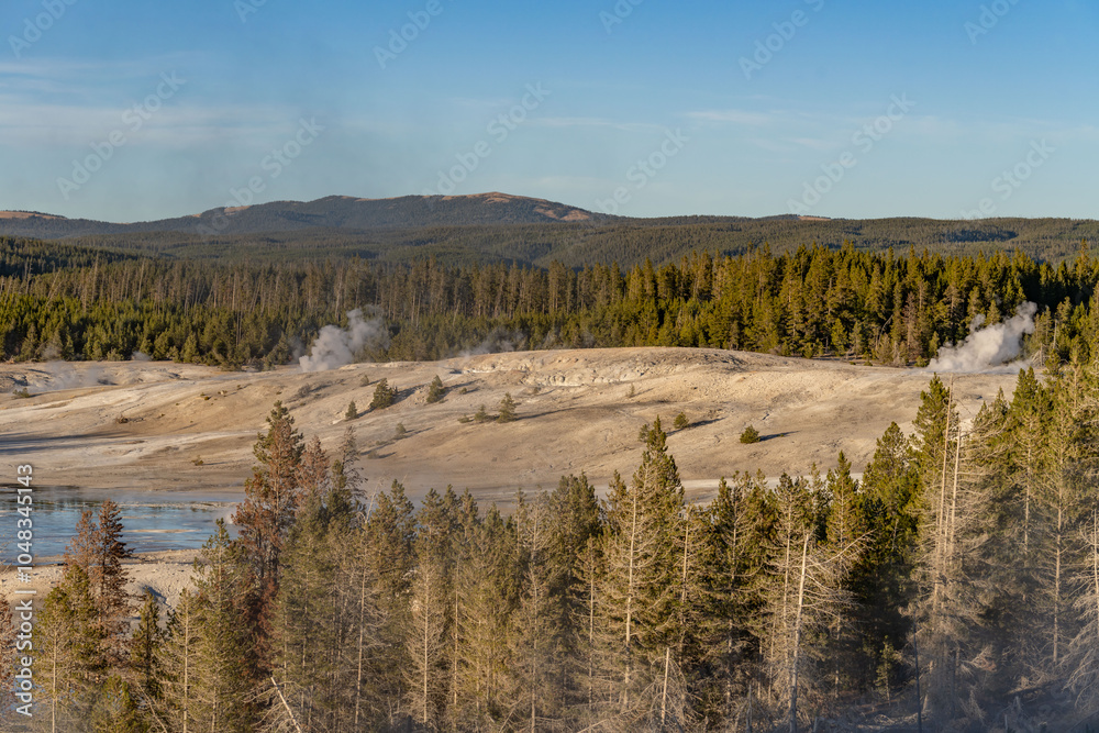 Porcelain Basin at Norris Geyser Basin. Yellowstone National Park , Wyoming. Hydrothermal System Porcelain Basin at Norris Geyser Basin. Yellowstone National Park , Wyoming. Hydrothermal System