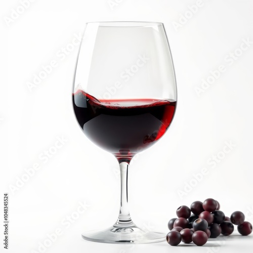 red Wine in glass isolated on white background full depth of field clipping path