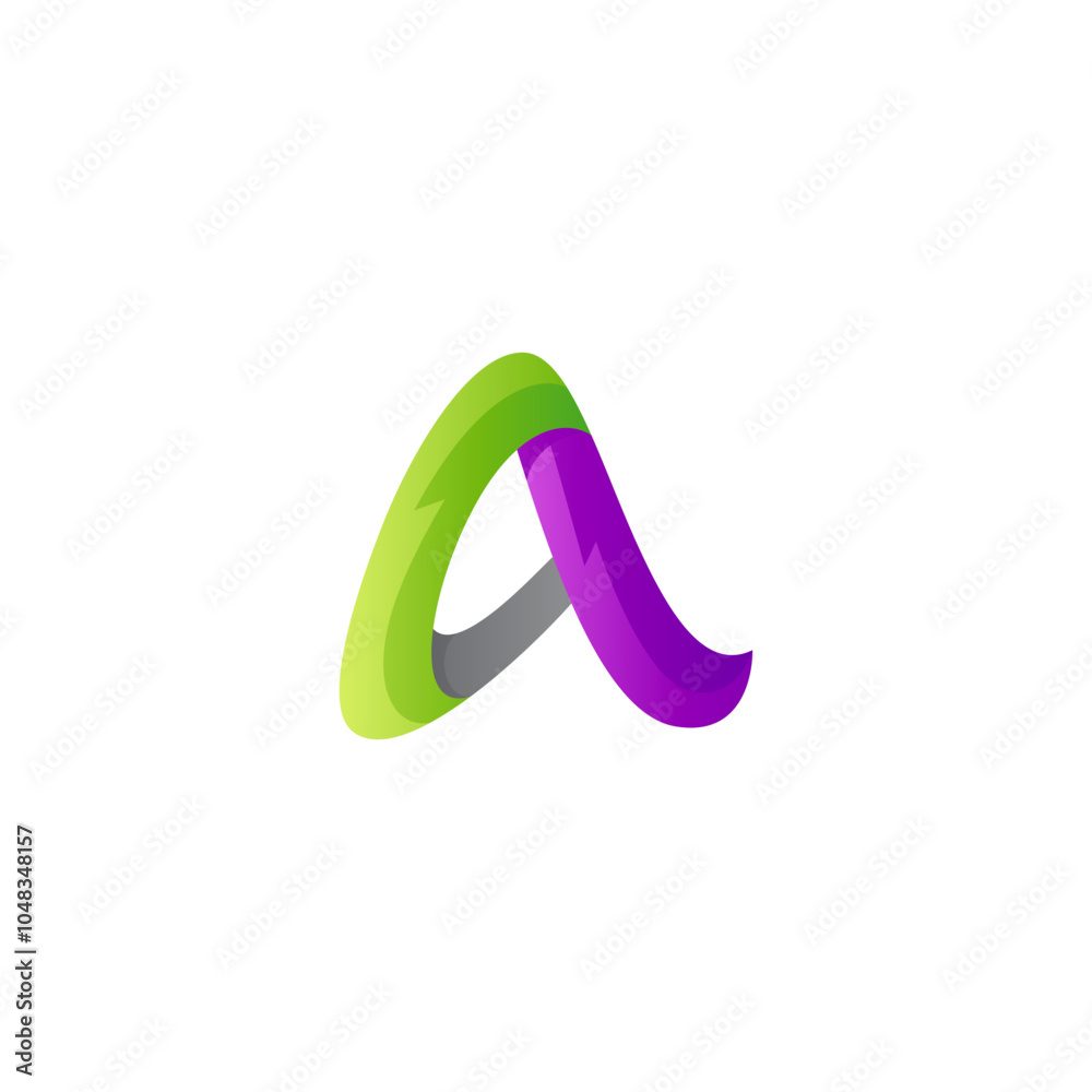 Abstract letter A logo with 3d design style
