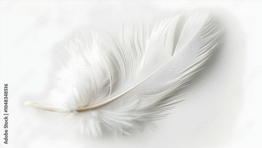 Obraz premium A single white feather isolated on a transparent background