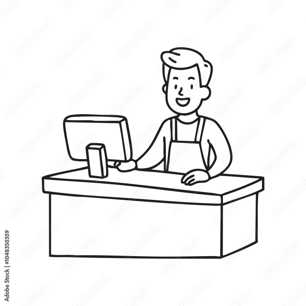 A cashier at a checkout counter A cashier at a checkout counter