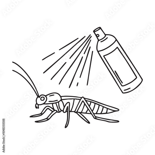 A cockroach on the floor being sprayed with insect spray