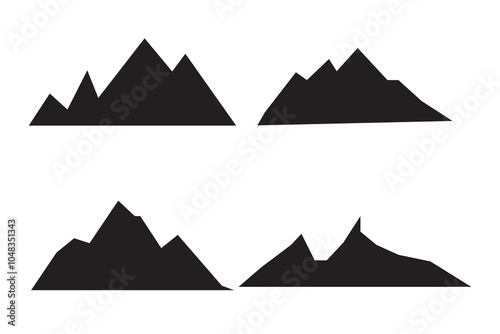 set of mountains with the silhouettes of mountains mountain icons set