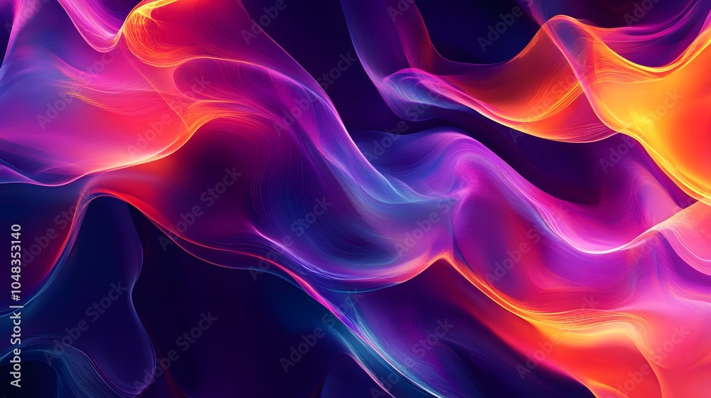 Obraz premium Abstract, colorful background with wavy shapes, creating an artistic and dynamic wallpaper design.