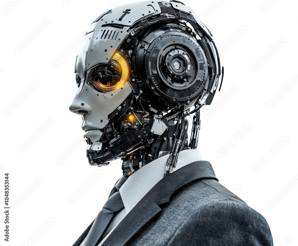 A futuristic humanoid robot in a business suit A futuristic humanoid robot in a business suit