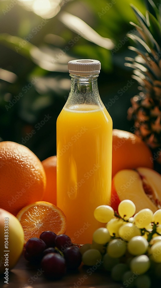 Fresh Orange Juice with Fruit and Grapes Fresh Orange Juice with Fruit and Grapes