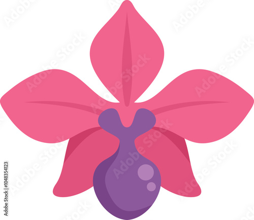 Colorful pink orchid flower blooming with a purple center, perfect for nature and plant lovers