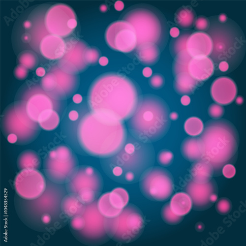 Lilac bokeh on blue dark background.