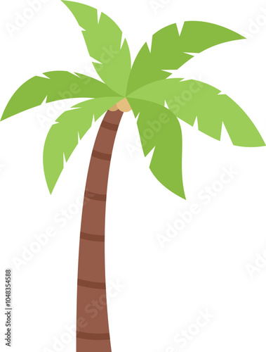 Cartoon coconut palm tree standing alone against a white background