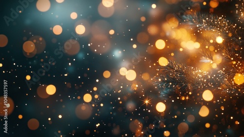 Abstract Christmas background with glittering particles. Festive holiday charm.