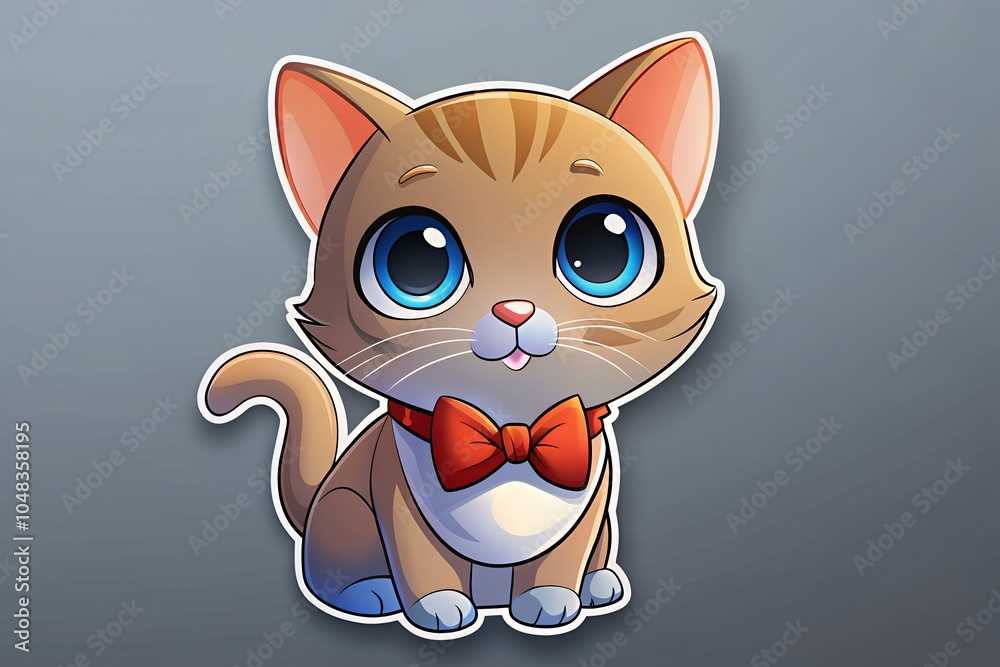 Obraz premium sticker-of-a-tiny-kitten-wearing-a-bow-tie--sitting