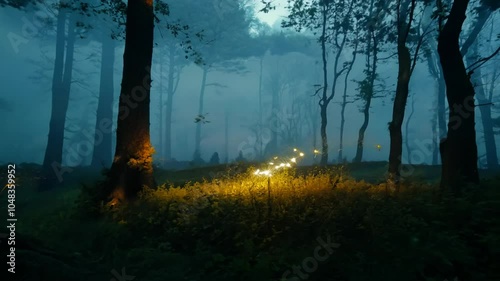 Woodlands: Mystical Fireflies Dance Where forest enchanted beautiful lake sparkly magical nature wood serene tranquil dreamy fantasy aethereal glow timberland surreal vibrant lush whimsical fairy dre