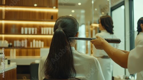 Woman Getting Hair Styled in Salon