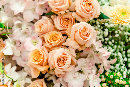 Beautiful flowers decorations, flower background, backdrop wedding decoration, rose pattern, colorful background, bunch of flowers