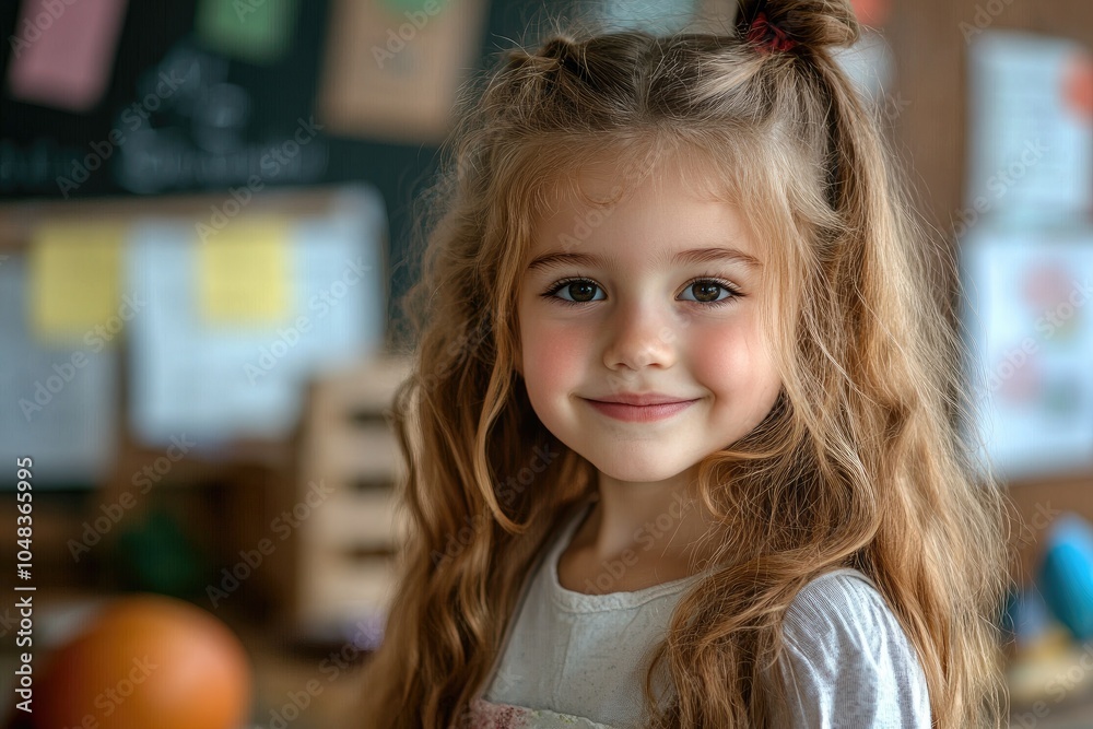 Portrait of smiling girl with long hair at home Portrait of smiling girl with long hair at home