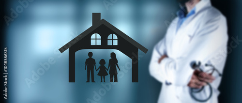 family and insurance concept . house model