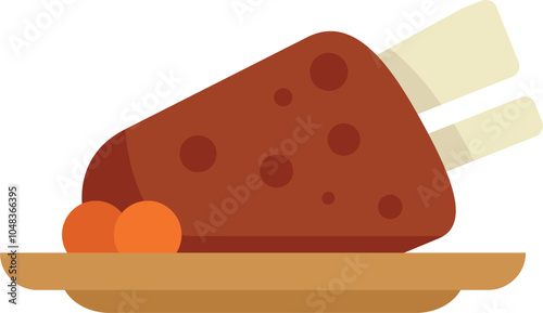 Roasted lamb shank with bones sticking out, sitting on a plate with vegetables, representing a delicious meal