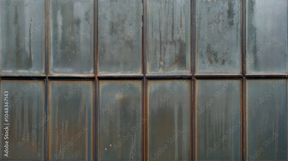 Rustic Weathered Metal Panels with Vertical Streaks and Patina Effects Rustic Weathered Metal Panels with Vertical Streaks and Patina Effects