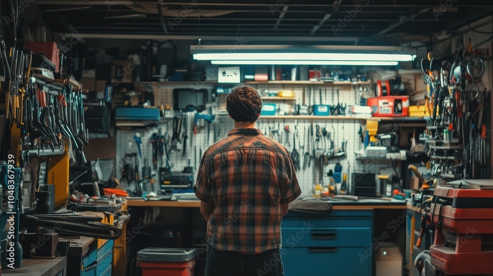 Mechanic's Workshop: A Scene of Organized Chaos and Craftsmanship Mechanic's Workshop: A Scene of Organized Chaos and Craftsmanship