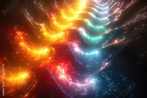 Vibrant abstract light waves: colorful energy flow in motion photo