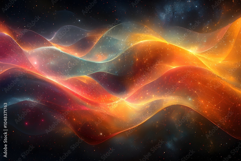 Fototapeta premium Vibrant abstract waves of colorful light in cosmic space setting