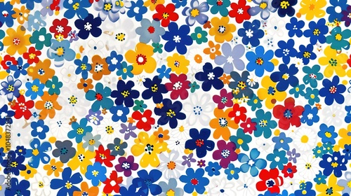 Cartoon Pattern of Small Flowers - a cheerful and vibrant design. This pattern features a delightful array of colorful flowers, perfect for adding a playful touch.