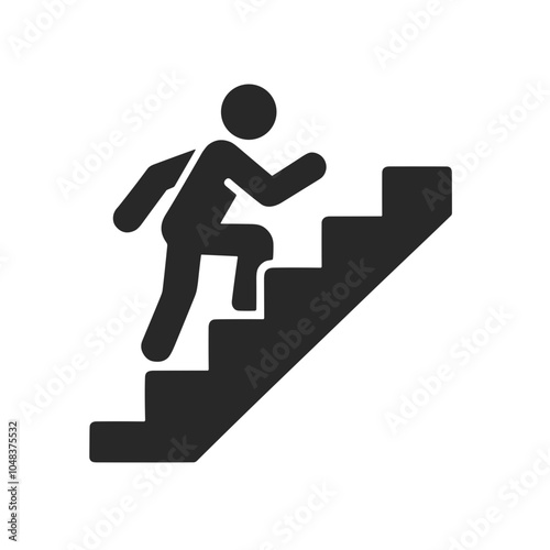 Man climbing stairs icon illustrating physical activity and movement