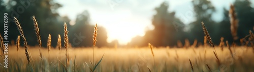 A serene sunset over a golden field, capturing the essence of nature's beauty and tranquility in a lush landscape.