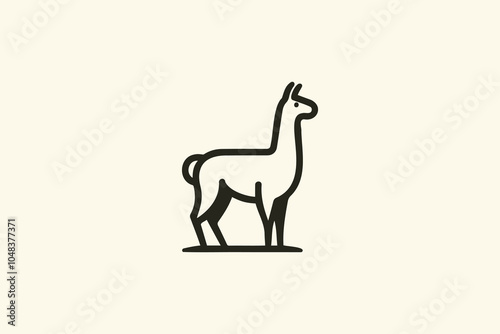 Llama in stylized line art against plain background, elegant form