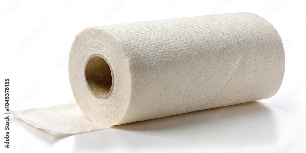 Fototapeta premium Toilet paper roll isolated on white background with clipping path, long shot