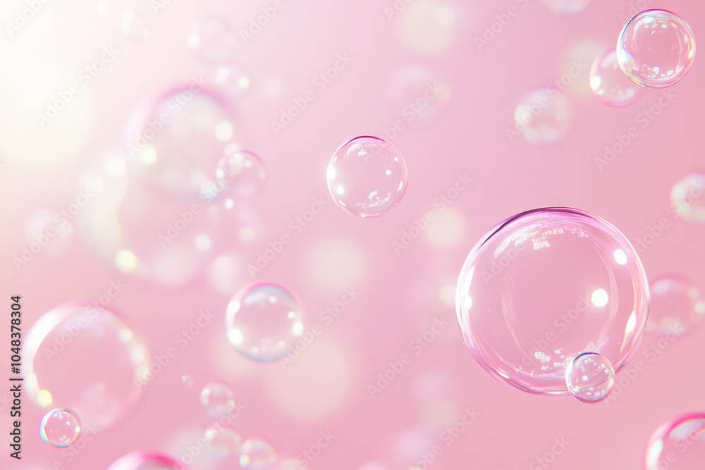 Bubbles float gracefully against soft pink background, creating dreamy and whimsical atmosphere. delicate reflections and light play enhance enchanting feel of this image Bubbles float gracefully against soft pink background, creating dreamy and whimsical atmosphere. delicate reflections and light play enhance enchanting feel of this image