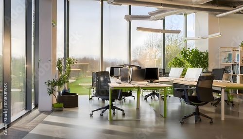 Open office layout encouraging dynamic, office room