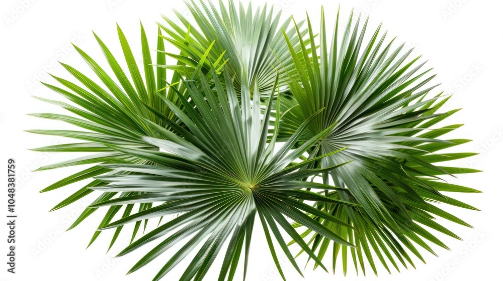 Close-up of Green Palm Fronds Against a White Background Close-up of Green Palm Fronds Against a White Background