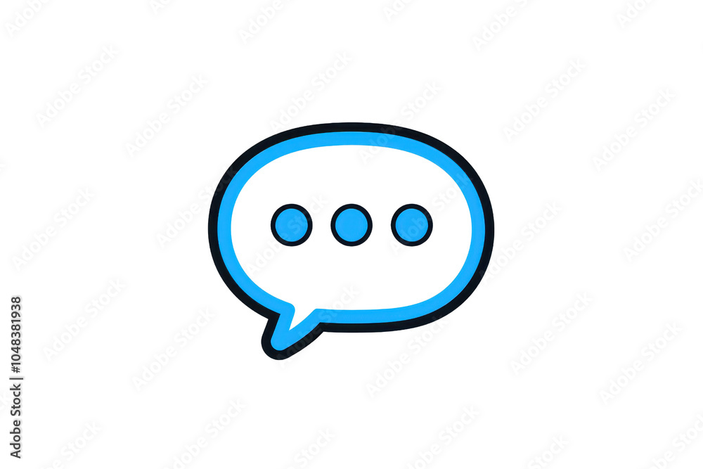 Blue speech bubble icon with dots representing communication or conversation. Perfect for chat, messaging, and customer service visuals. Blue speech bubble icon with dots representing communication or conversation. Perfect for chat, messaging, and customer service visuals.