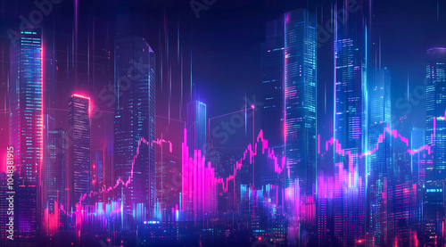 A cyberpunk-inspired financial data city