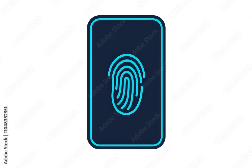 Digital fingerprint icon on a smartphone screen, representing biometric security technology and modern data protection methods. Digital fingerprint icon on a smartphone screen, representing biometric security technology and modern data protection methods.